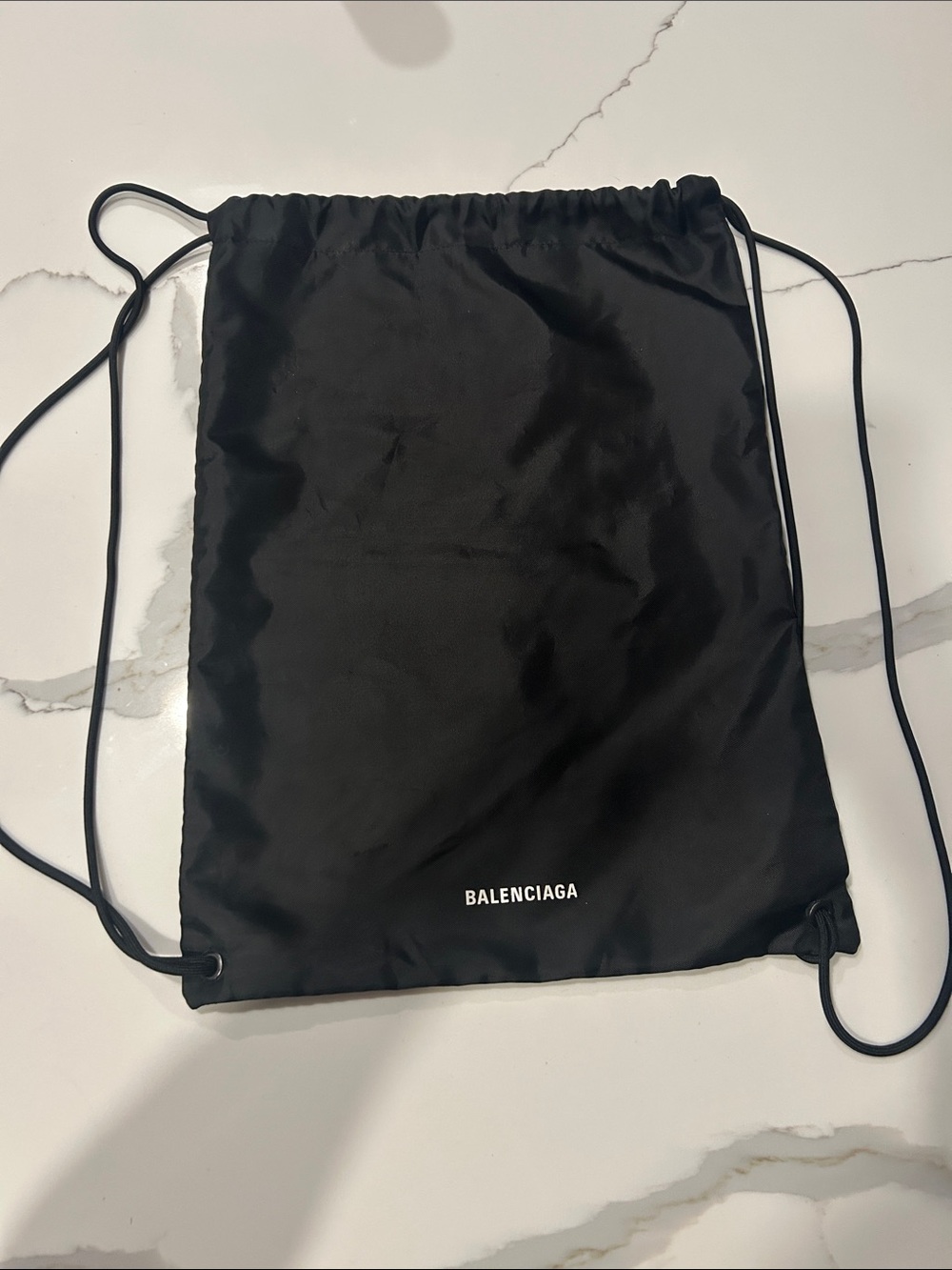 Balenciaga Black Logo Drawstring Backpack